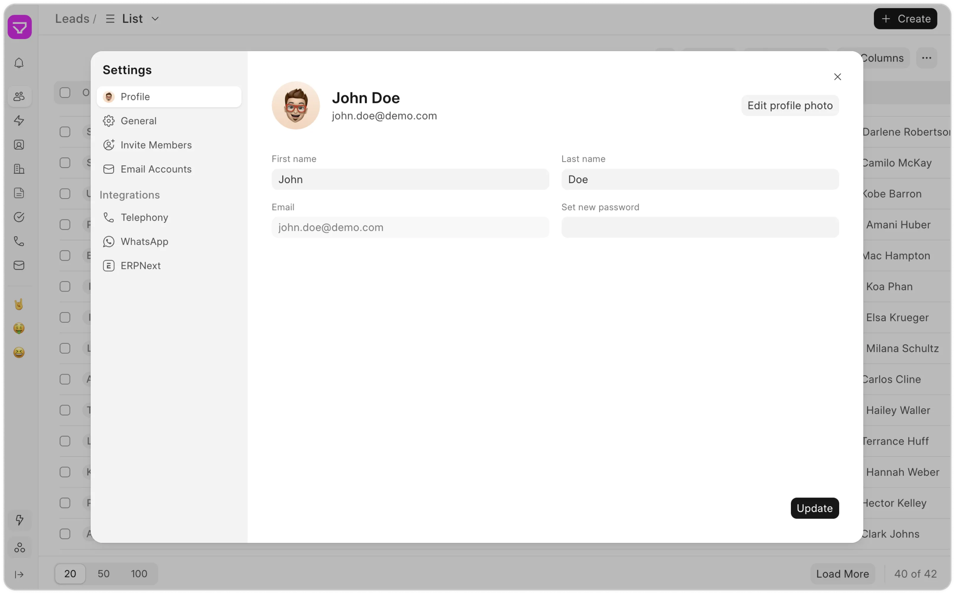CRM product preview