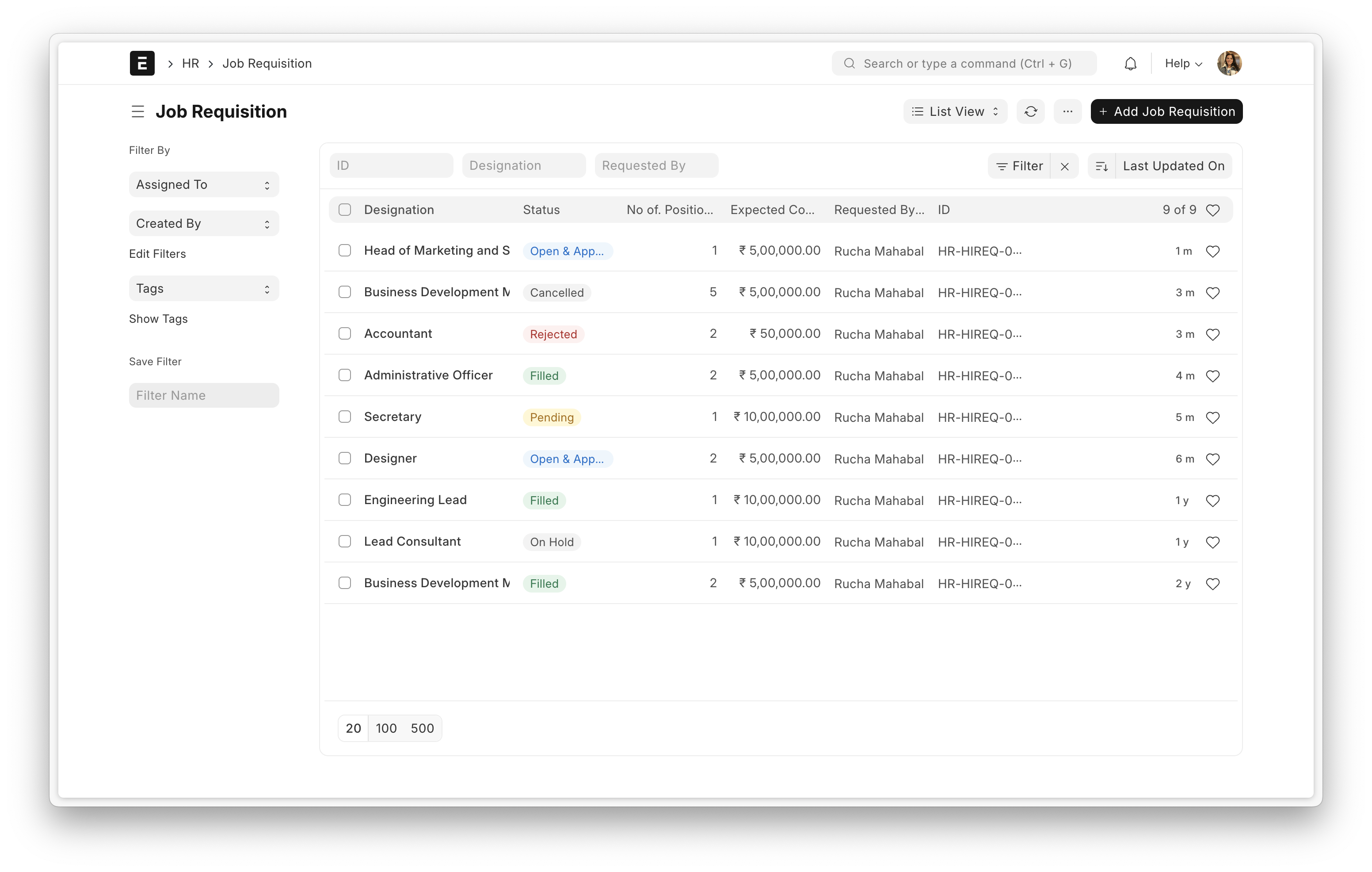 HRMS leave request and approvals screen preview
