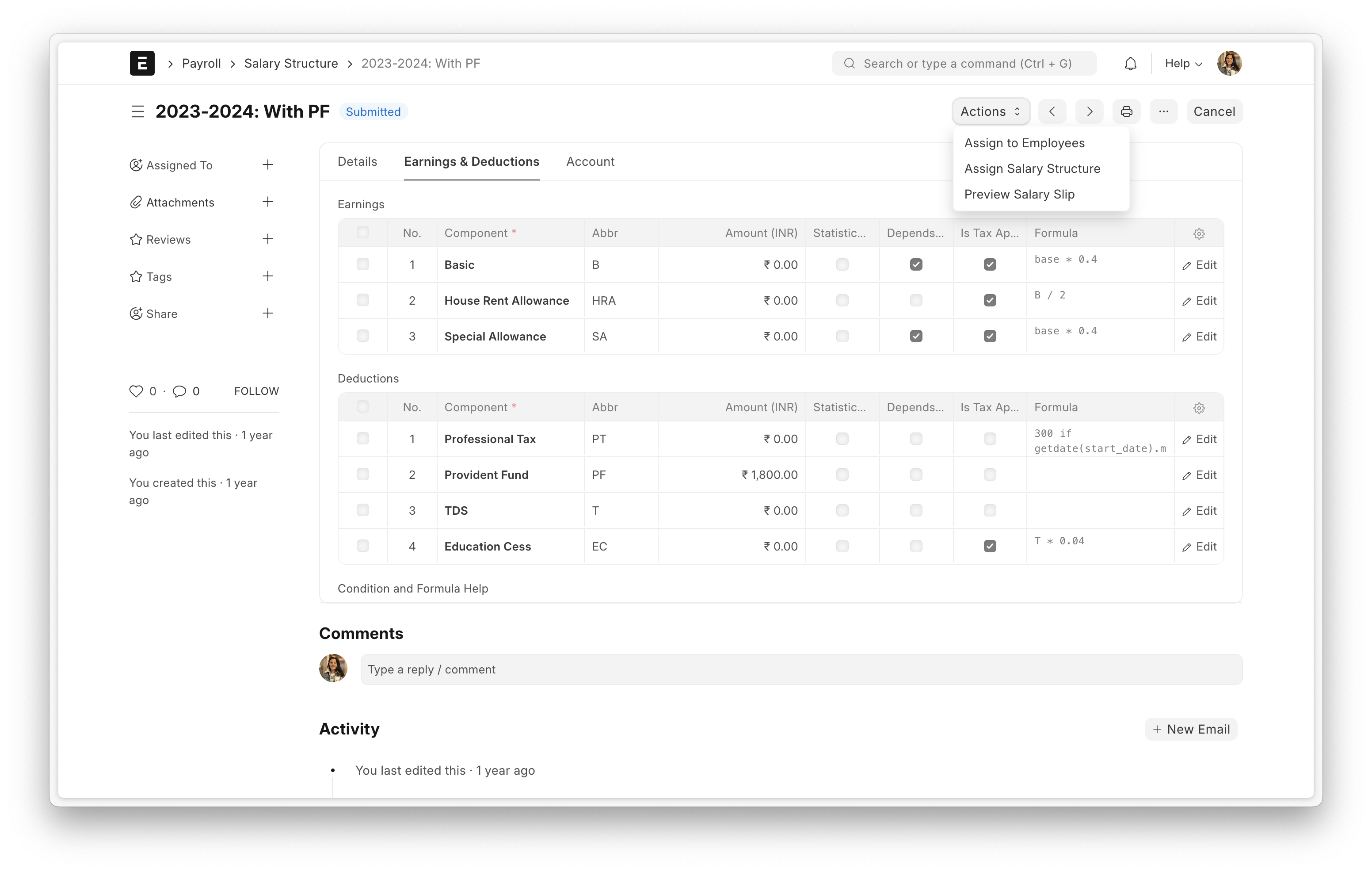 HRMS payroll and salary screen preview